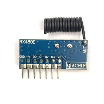 QIACHIP RX480E 433Mhz Wireless Remote Control Switch 4CH RF Relay 1527 Encoding Learning Module For Light Receiver Diy Kit