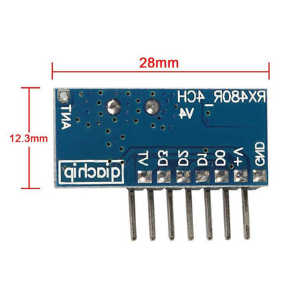 QIACHIP RX480E 433Mhz Wireless Remote Control Switch 4CH RF Relay 1527 Encoding Learning Module For Light Receiver Diy Kit