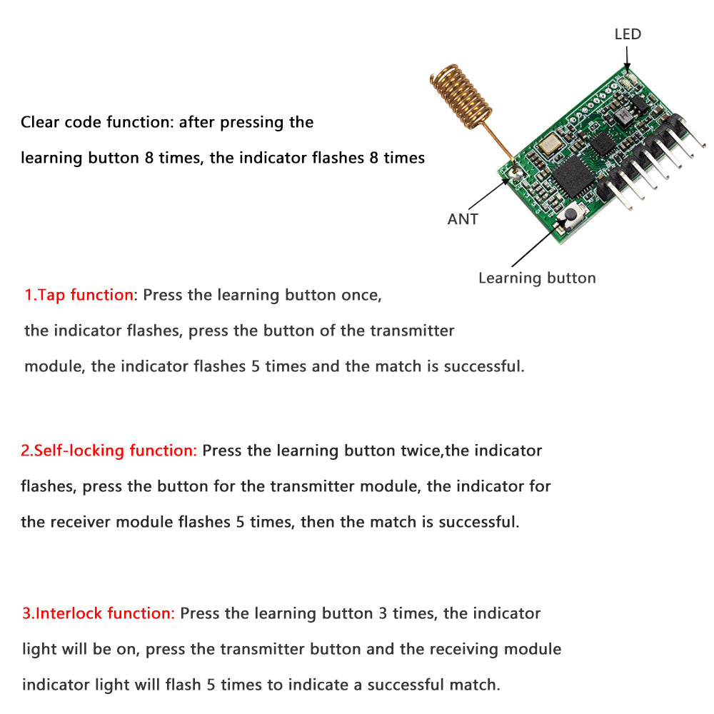 RX480E-868 FSK RF Remote control receiver and Transmitter module 4CH High level output Long distance 100 200 up to 400 meters 868MHz DC 5V 12V 24V Integrated For Arduino Uno Module Smart Home DIY